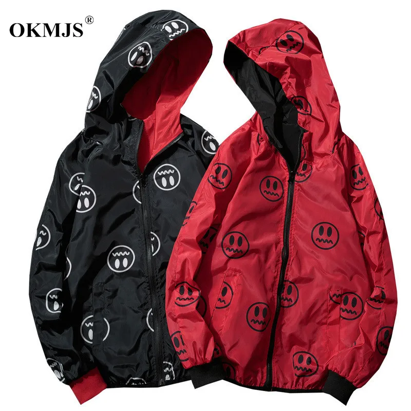

Double-faced Jackets Men coat Harajuku Casual Hip Hop Hooded Jacket Mens Zipper Chic Coats Fashion windbreaker Brand Clothing