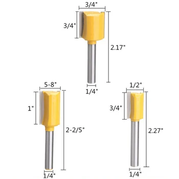 

5 Pcs Straight Router Bits Set 1/4 Inch Shank Trimming Cutter For Woodworking US