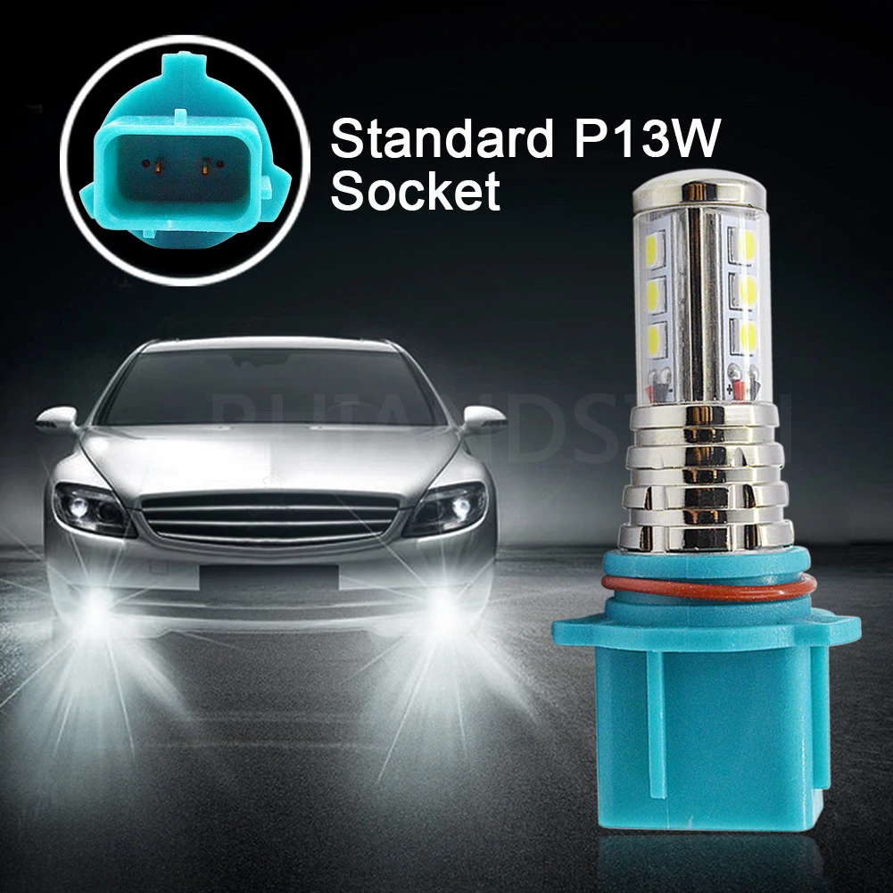 2x8,76 Вт 0.73A P13W 9 SMD 3030 чистый белый светодиодный противотуманный фонарь для вождения 10-30 в без полярного света, Автомобильный светодиодный светильник, парковочный автомобильный светильник, источник 1000LM