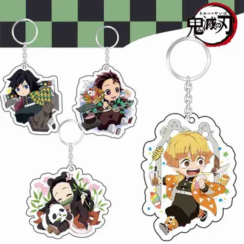 

1Pc Anime Demon Slayer: Kimetsu No Yaiba Key Chains Two-sided Keychain Cosplay Acrylic Pendant Keyring