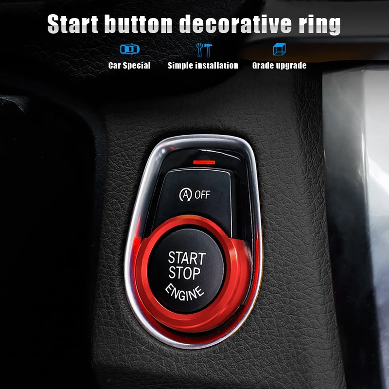 

Car Styling Key Start Button Decorative Frame Interior Cover stickers Trim For BMW 1/2/3 series F20 F21 F30 X1 F48 Accessories