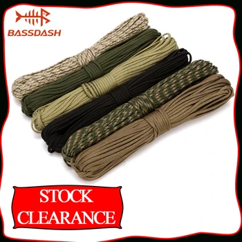 

Bassdash Stock Clearance 7 Strand Paracord with Nylon Inner Core and Polyester Shell 100FT Parachute Cord for Multiple Use