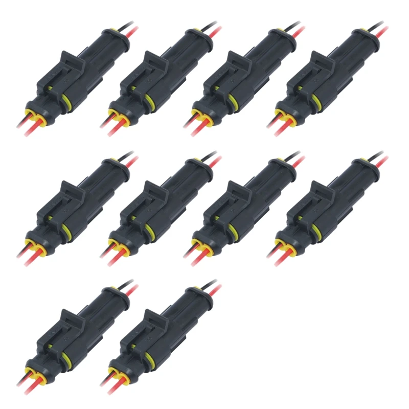 

10Pcs 2Pin Way Car Waterproof Male Female Electrical Connector Plug Wire Kit Set