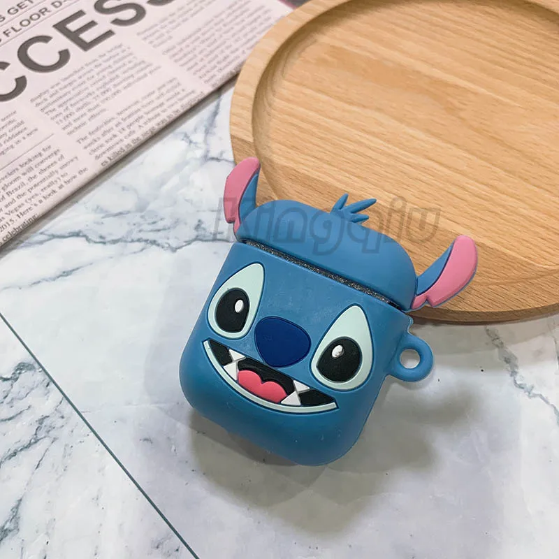 Stitch2 Забавный мультяшный чехол для Apple Airpods 3D защитный чехол милый Bluetooth чехол для наушников Модный мягкий силиконовый чехол s Чехол для гарнитуры - Цвет: Stitch2