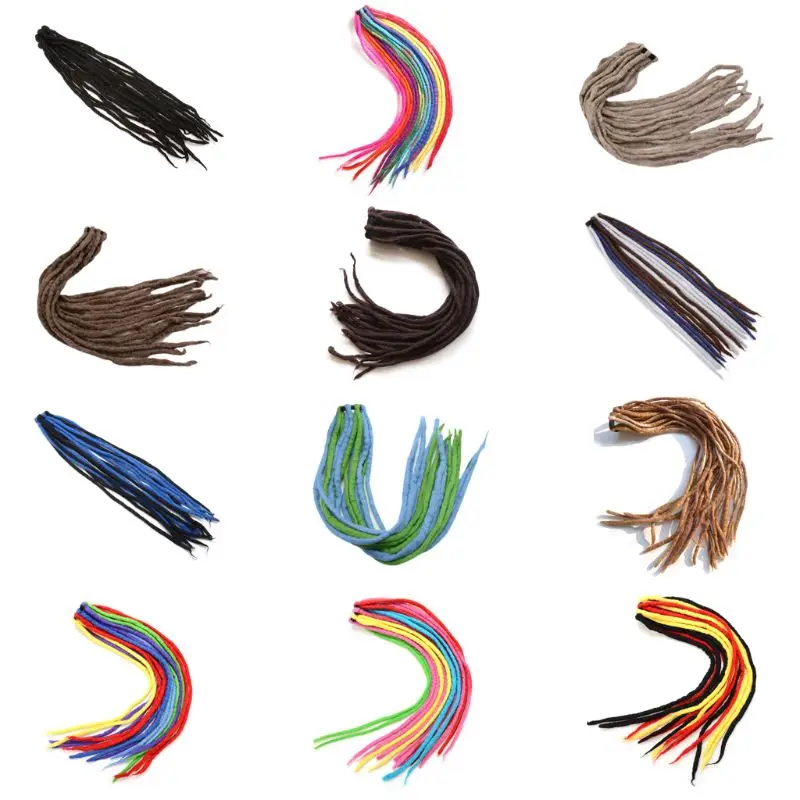 

8Pcs/Set Colorful Dreadlocks Wig Extensions for Women Men Synthetic Handmade Hip-Hop Hippie Style Reggae Hair Twist Braiding
