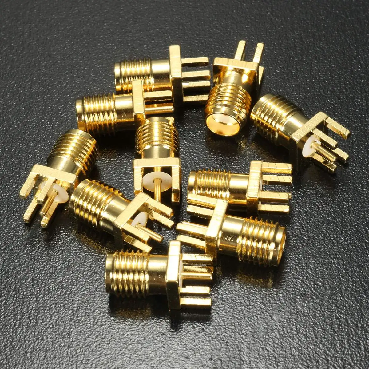 

10Pcs 1.6mm SMA Female Jack Solder Nut Edge PCB Clip Straight Mount Gold Plated RF Connector Receptacle Solder