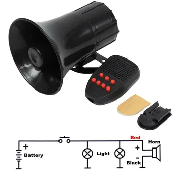 

7 Sounds Car Loud Speaker Electronic Warning Siren Motorcycle Security Warning Megaphone Police Fire Horn Alarm DC 12V