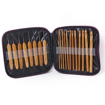 

New 20Pcs Bamboo Crochet Hooks Knitting Needles Set with Case