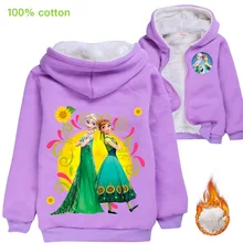 Детский свитер для маленьких девочек; зимняя детская повседневная теплая одежда из хлопка; толстовки с изображением Эльзы и Анны; спортивные топы; куртка; пальто