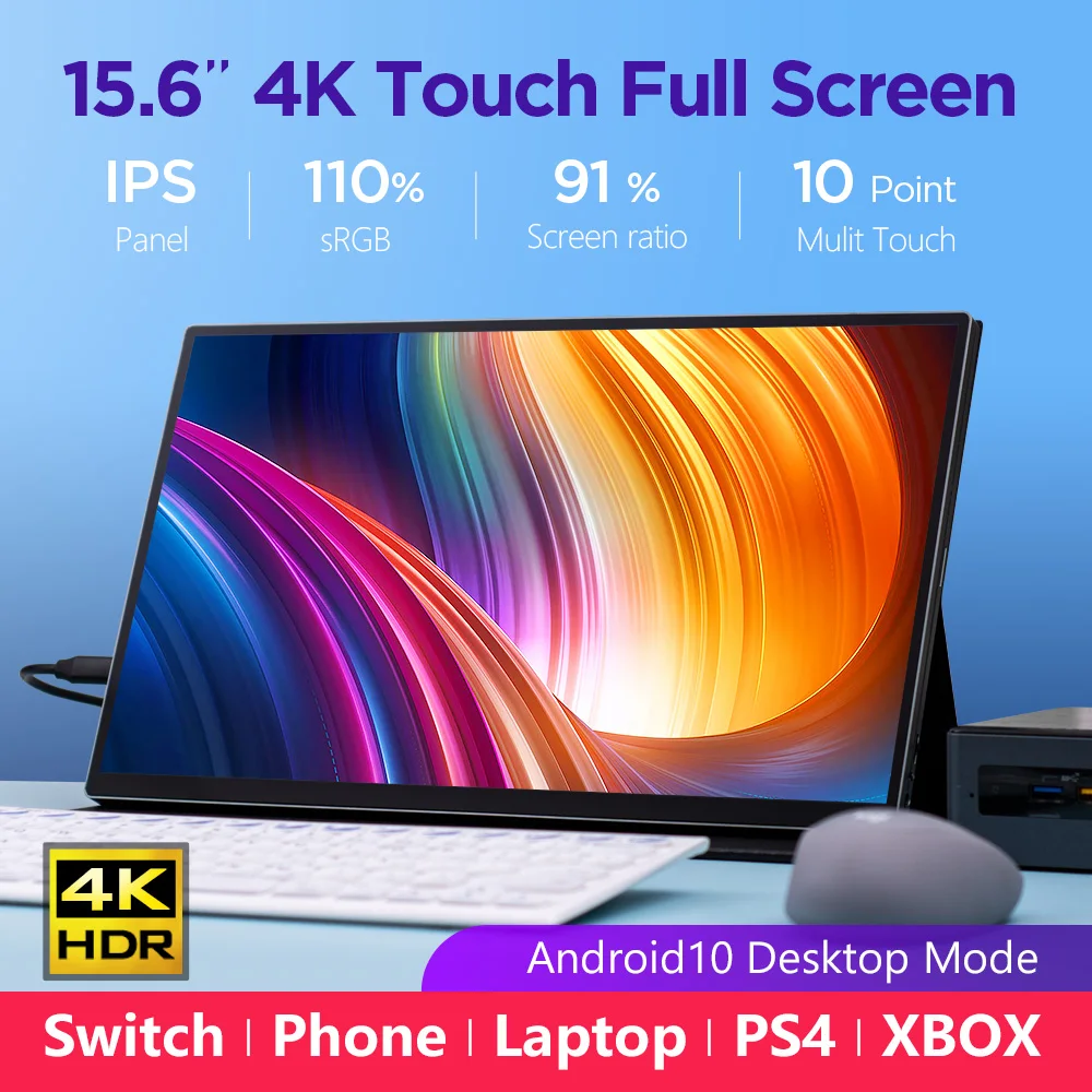 15 6 дюймов 4K Портативный сенсорный монитор Mac переключатель PS4 ноутбук XBOX HDR10 HDMI USB Type C IPS 1080P полный экран Android