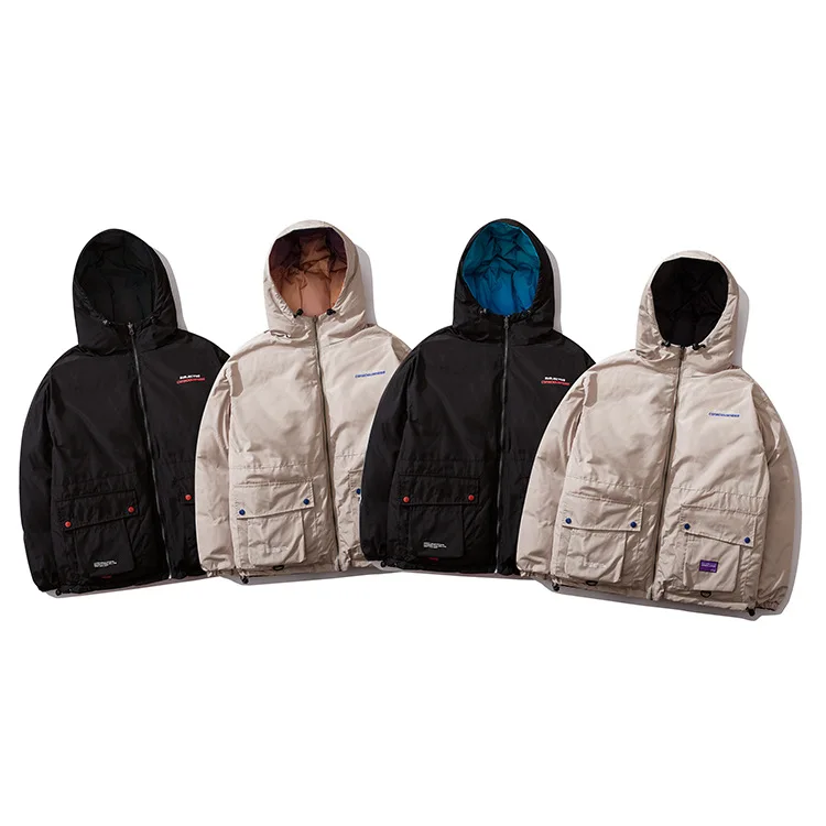 Градиентные мужские толстые парки модная Уличная Повседневная теплая куртка пальто Харадзюку хип-хоп хлопковые мужские пальто зимняя куртка