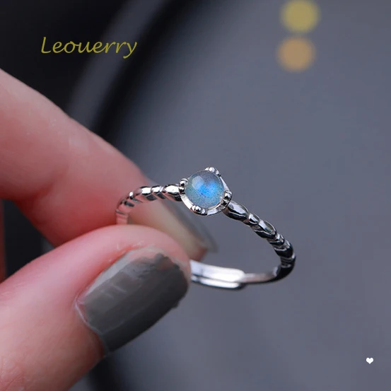 Leouerry, 925 пробы, серебро, натуральный лунный камень, открытые кольца, нежные, для женщин, девочек, кристалл, драгоценный камень, кольцо на палец, ювелирное изделие, подарок