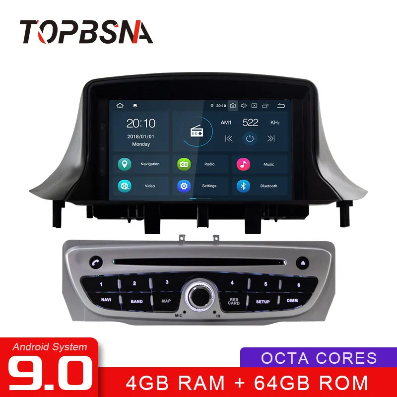TOPBSNA 1 Din Android 9,0 автомобильный dvd-плеер для Megane 3 Fluence 2009- магнитофон 4 г+ 64 г Мультимедиа gps стерео wifi Авто RDS