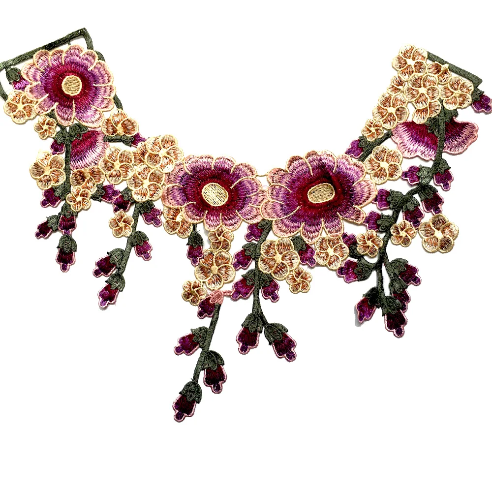

1Pcs Flower Lace Collar Patch, DIY Cheongsam Embroidered Cuff Patch Sewing Neckline Collar Applique Trim LSHB211