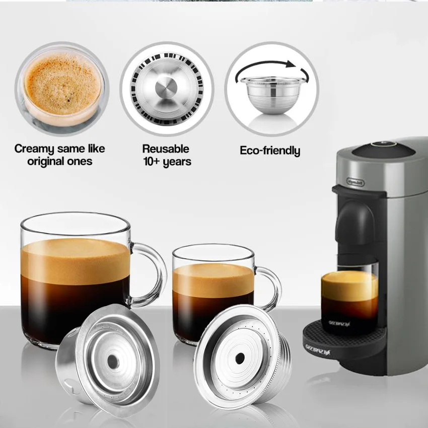 

Stainless Steel Reusable Vertuo Coffee Capsule (G4)For Nespresso VertuoLine Plus Coffee Machine & Delonghi ENV 155