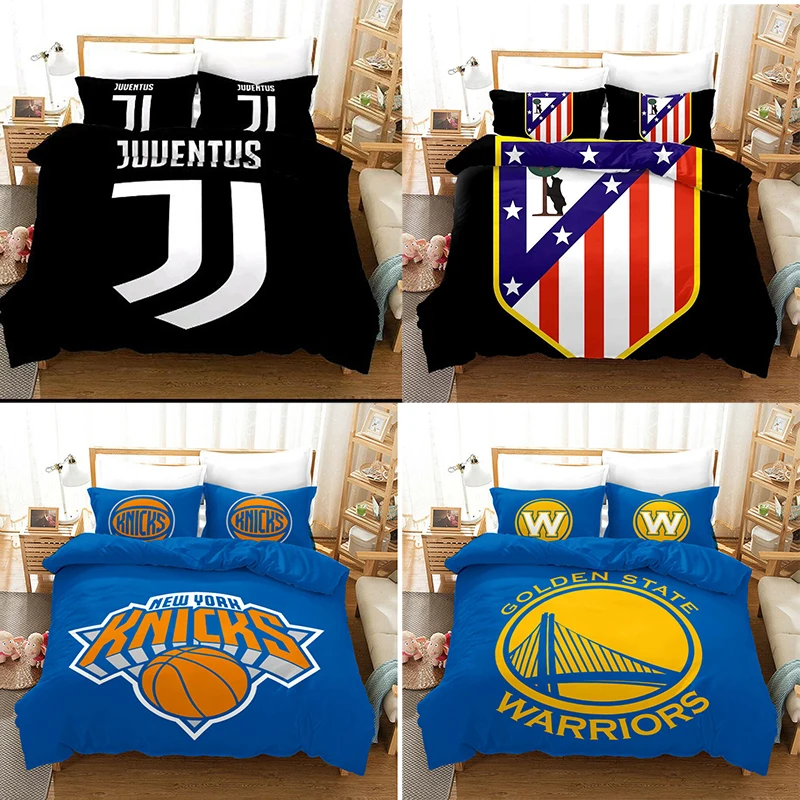 

3PCS Bedding Set Luxury Real Madrid FIFA Printed Sports Football 3D Quilt Duvet Cover Soft Washable Pillow Cases Home Textile