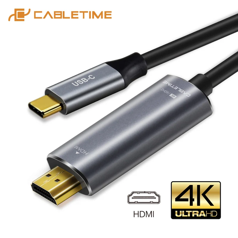 

CABLETIME USB C to HDMI Cable Type C HDMI Adapter M/M 4K 60Hz Converter 1.8m Cable for MacBook Samsung Galaxy S8+ C028