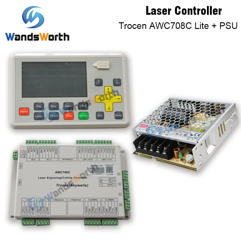 Wandsworth Trocen Anywells AWC708C Lite Co2 лазерный контроллер системы+ Meanwell 24 В 3.2A 75 Вт импульсный источник питания
