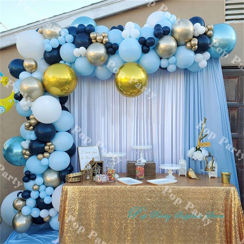 Decoracion Para Fiesta De Cumpleanos Kit De Arco De Guirnalda De Globos Metalicos De Plata Para Fiesta De Bienvenida De Bebe Azul Marino 256 Uds Globos Y Accesorios Aliexpress