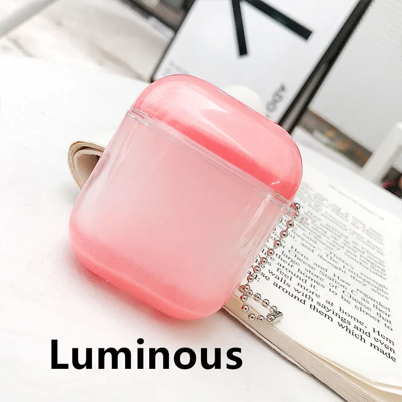 Для Eearpods Eirpods чехол Защита для Airpods 1 2 Air Pods чехол с брелком для ключей Coque Quicksand светящийся протеж Earpode Lueur - Color: Luminous