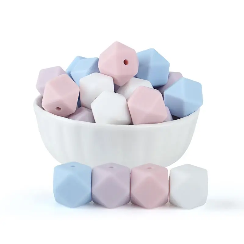 Keep& Grow 10 шт шестигранные силиконовые бусины 14 мм пищевого качества Детские Прорезыватели для зубов Силиконовые Прорезыватели DIY ожерелье соска цепь игрушки - Цвет: Mix F