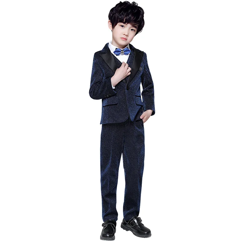 Three Piece Royal Blue Boys Wedding Suits Flower Children Formal Party Tuxedos(Jacket+ Pants+ Vest