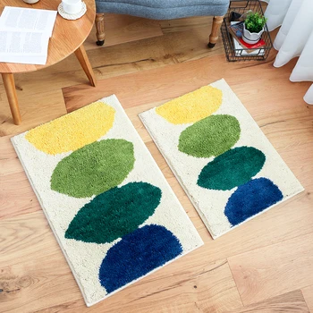 

Lemon Leaf Pattern Hallway Area Rug Soft Fluffy Flocking Bedroom Rugs and Carpets Kitchen Bathroom Anti-slip Floor Mat Carpet