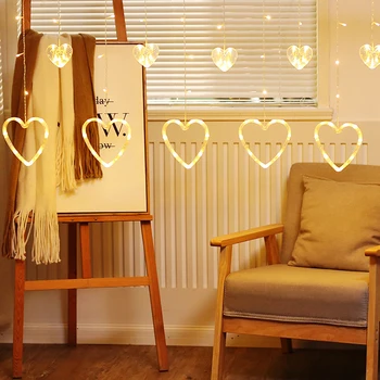 

LED Light String Curtain Lamp Fairy String Light Super Bright Romantic Heart Shape 220V 2.5M Christmas Wedding Home Neon Lamp