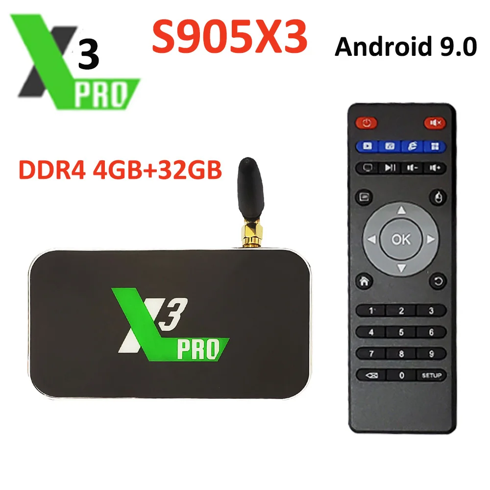4GB 32GB Tv Box Android Tv Box Ugoos X3 Pro Amlogic S905x3 LPDDR4 4GB 32GB 2.4G5G wifi LAN RJ45 1000M 4K телеприставка Ugoos X3 Pro медиаплеер - Цвет: 4GB 32GB Tv Box