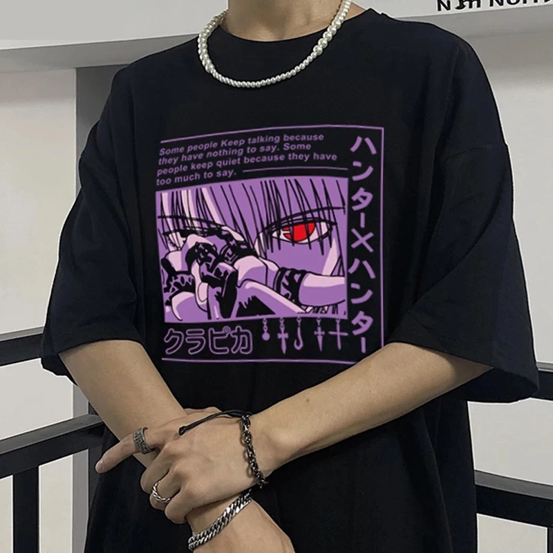 Japanese Anime Hunter X T Shirt Men Kawaii Cartoon Gothic Killua Graphic Tees Manga Harajuku Tops Unisex T-shirts Male | Мужская одежда