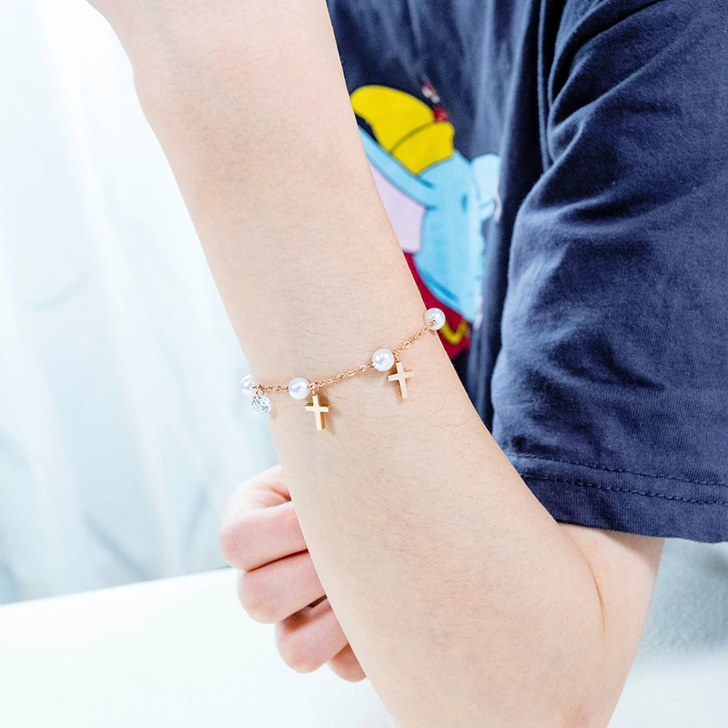 

Luxe Bracelets For Women Pearls Pulseras Mujer Stainless Steel Bracelet Femme Hand Chains Jewelry Bangles Bransoletki Damskie