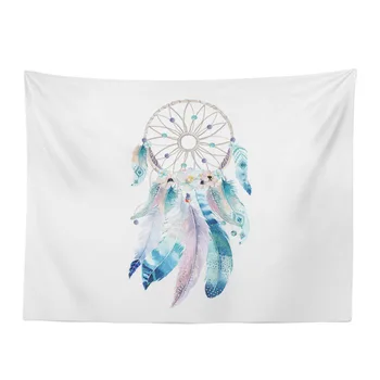 

Natural Interesting Wall Tapestry Boho White Feather Ring Tapestry 130 * 150 Home Decoration Living Room Polyester Wall Hanging