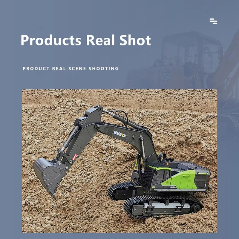 1:14 Screw Power Large Remote Control Excavator Truck 2.4G 22CH LED Lighting Unlimited Rotation Alloy Bucket RC Excavator Truck 5