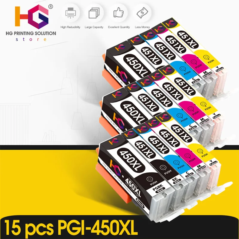 

15PCS PGI-450 PGI 450 CLI 451 compatible ink cartridge For canon PIXMA MG5440 MG5540 MG5640 MG6440 Ip7240 MX924 IX6540 IX6840