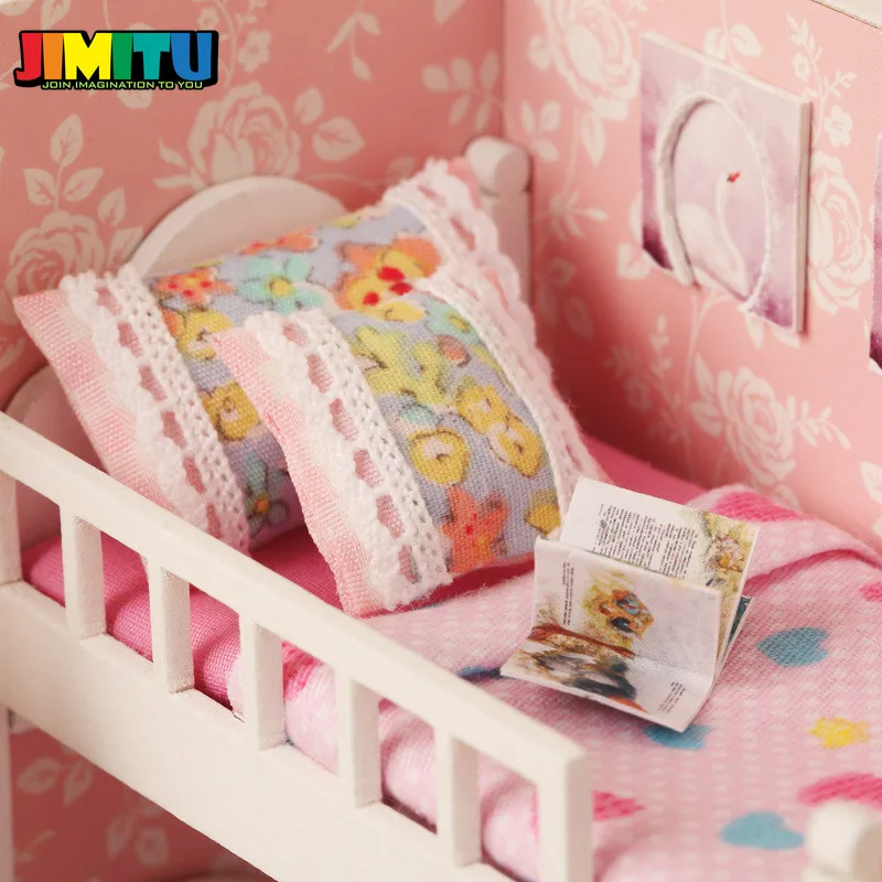 JIMITU дерево Cuteroom DIY кукольный домик комплект миниатюрный пылезащитный чехол с мебель кукольный дом комната Ангел мечта игрушки для детей Дети