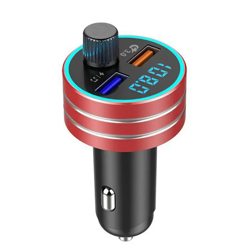 Беспроводной автомобильный Bluetooth fm-передатчик MP3 радио адаптер двойной USB быстрое зарядное устройство - Название цвета: Красный
