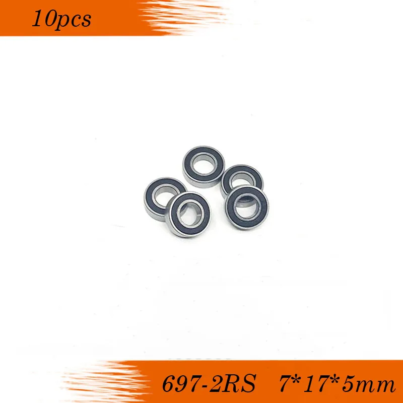 10 шт 697-2RS подшипник 697RS 697 7x17x5 ABEC-3 экранированная миниатюра мини шарикоподшипники