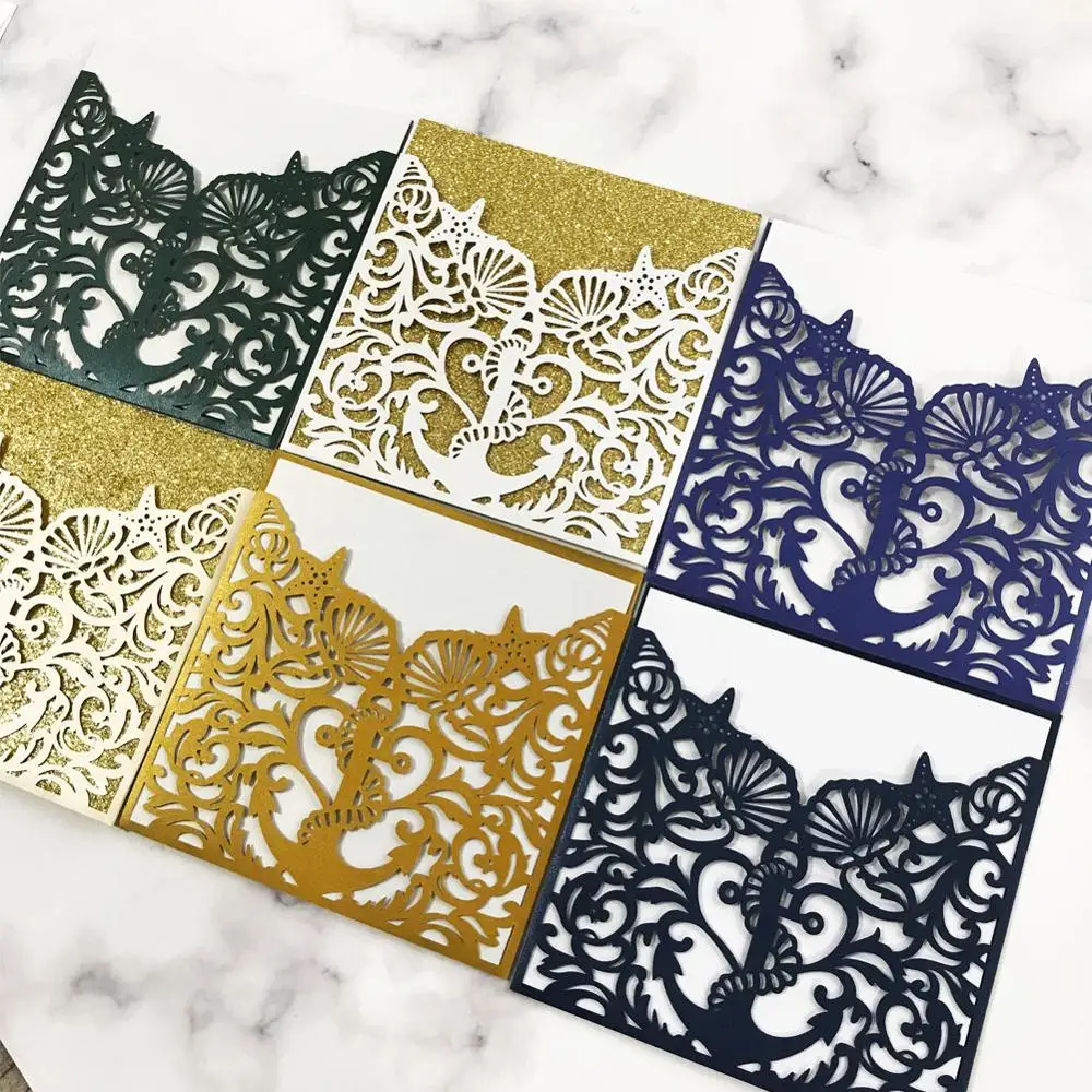 100pcs laser cut Sea Horse Wedding invitation cards Birthday Party place seat name Baby shower party Table decoration | Дом и сад