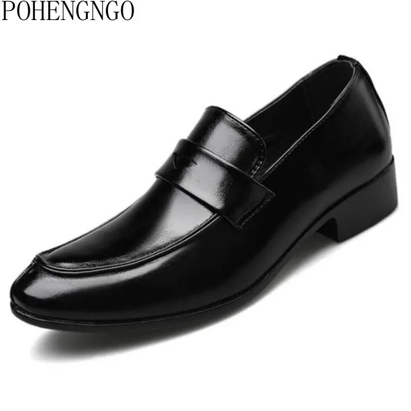 Fashion Men Dress Shoes Big Size Office Mens Oxfords Slip On Leather