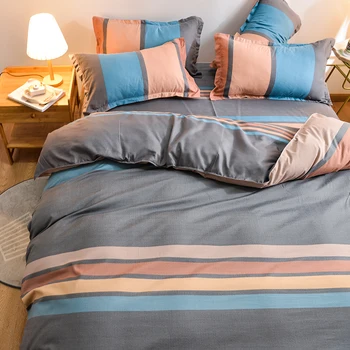 

Nordic bedding set Colorul stripe bed linen modern bed sets for home duvet cover bed sheets pillowcase queen king size
