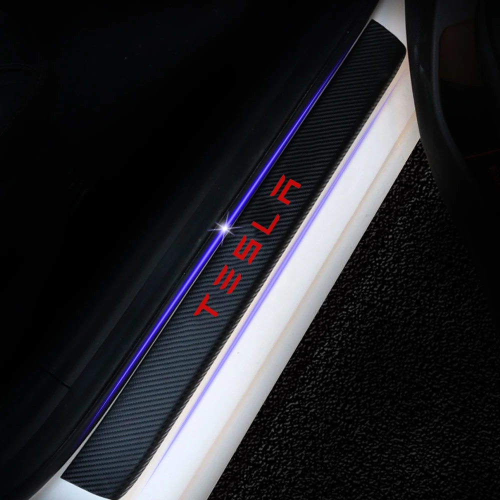 Наклейка из углеродного волокна для Tesla модель 3 модель S модель X Автомобильный порог протектор двери шаг пластина протектор автомобильные аксессуары