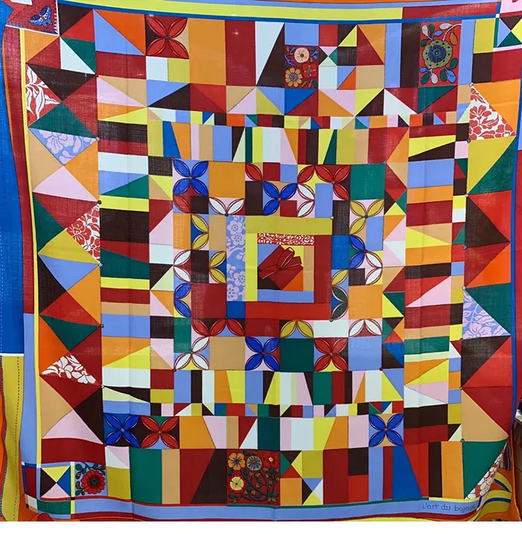 

Chromatic Geometry Print Lady High Grade Cashmere Silk Scarf Pashmina Headband Scarves Multi-use Accessory Drop Shipping YR30