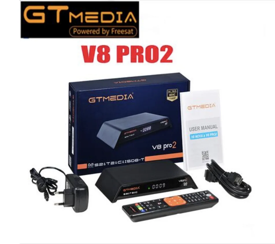 GTMedia V8 Gtmedia V8 pro2 H.265 DVB-S2+ T2+ DVB-C спутниковый ресивер встроенный wifi PowerVu Biss V8 PRO 2 для 1 года Европа - Цвет: v8 pro2 only