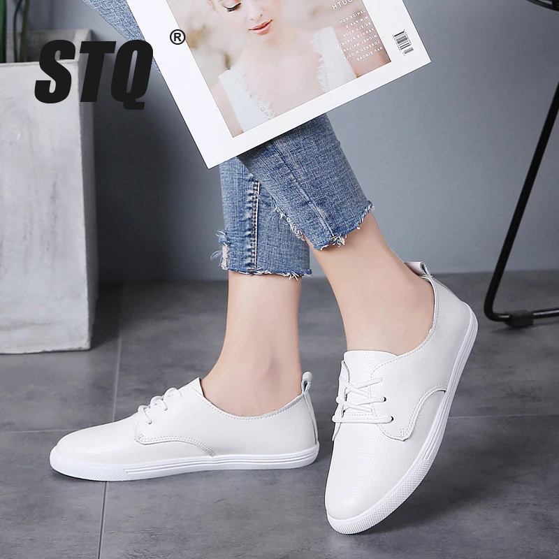 

STQ Autumn Women Loafers Shoes Women Genuine Leather Casuals Sneakers Shoes Slip on Women Winter Flats Walking Shoes 8833