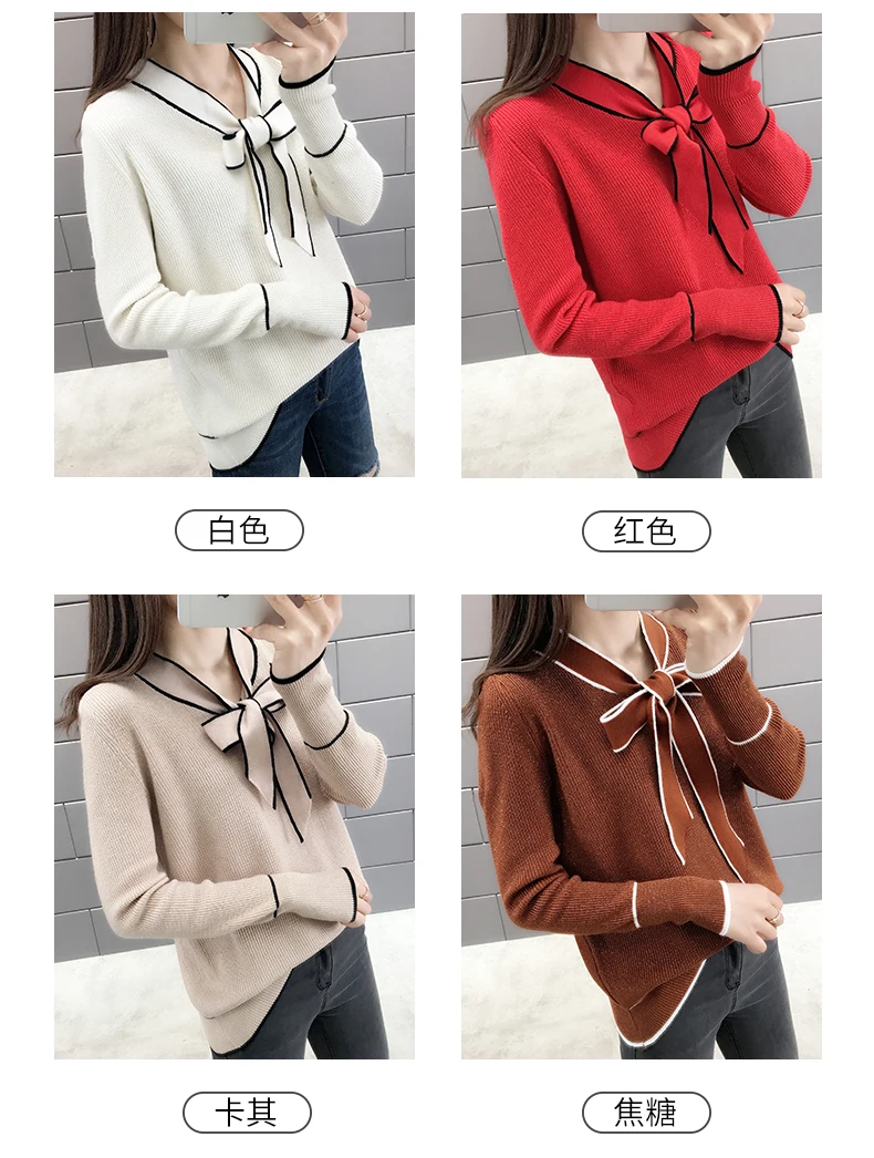 OHCLOTHING ZCH женский весенний свитер с бантом Женская Корейская Свободная рубашка из ярких шелковых трикотажных рубашек