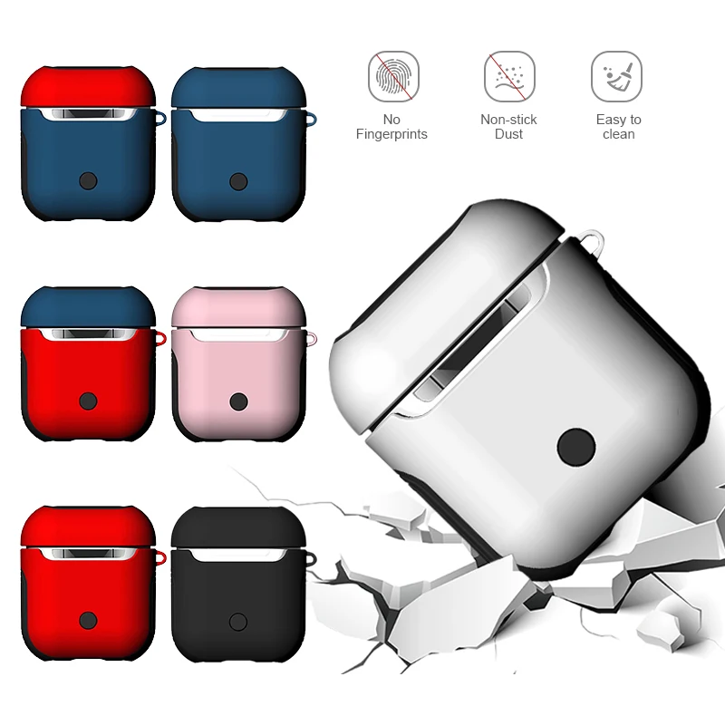 2 в 1 ТПУ+ ПК чехол для наушников Capa Shell для Apple AirPods 1 2 защитный чехол Аксессуары для AirPods защита от пыли наклейка