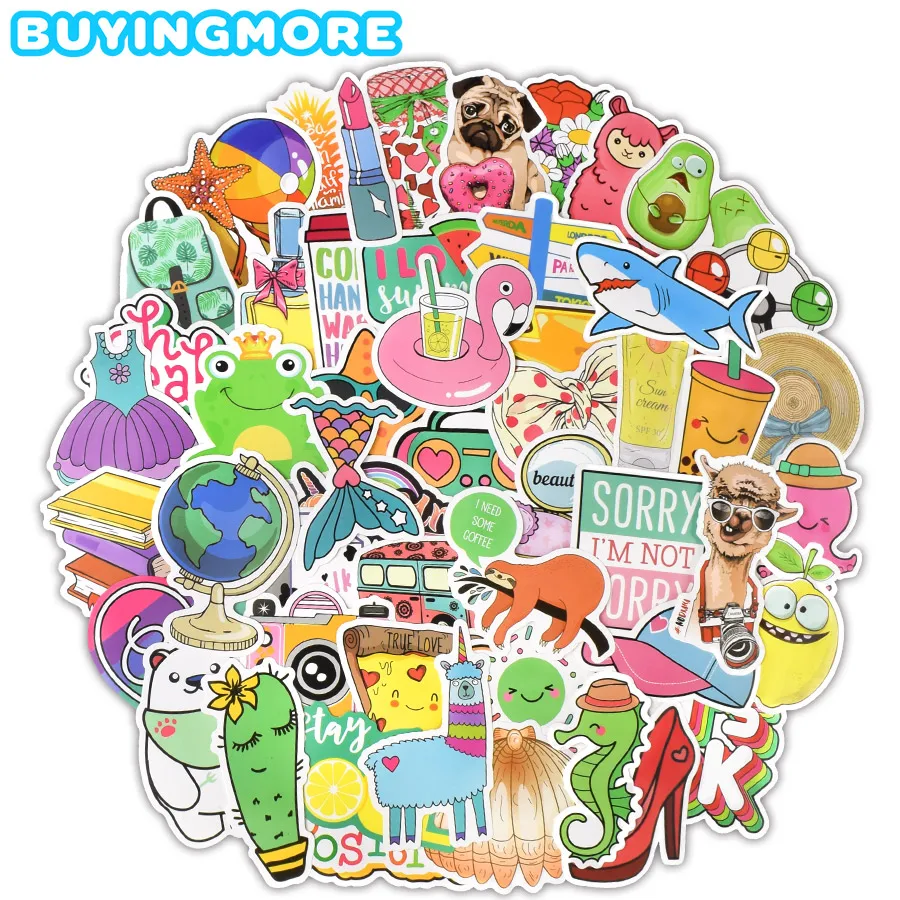 

100 PCS Cute Graffiti Stickers Vsco Cartoon Anime Kawaii Girl Stickers for Kids DIY Laptop Suitcase Guitar Bike Car Skateboard