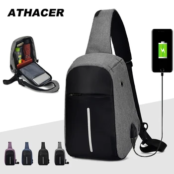 

USB Charging Shoulder Crossbody Bag Men's Burglar Men Female Stealth Zipper Business Chest Pack Repellent bag Anti-theft Package