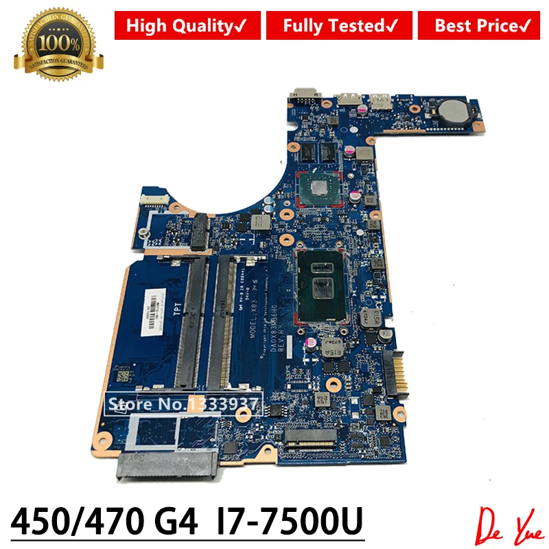 Материнская плата DA0X83MB6H0 для ноутбука HP 450 G4 470 материнская SR2ZV I7 7500U 907715 601 001