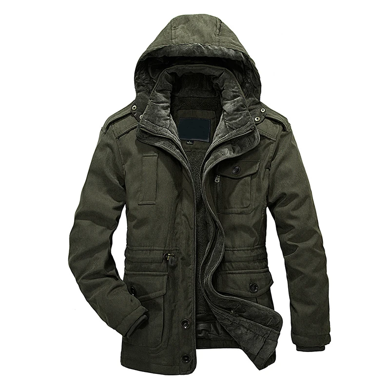 iSurvivor Winter Jacket Men Casual Thicken Warm Minus 40 Degrees Cotton-Padded Jackets Men's Hooded Windbreaker Parka
